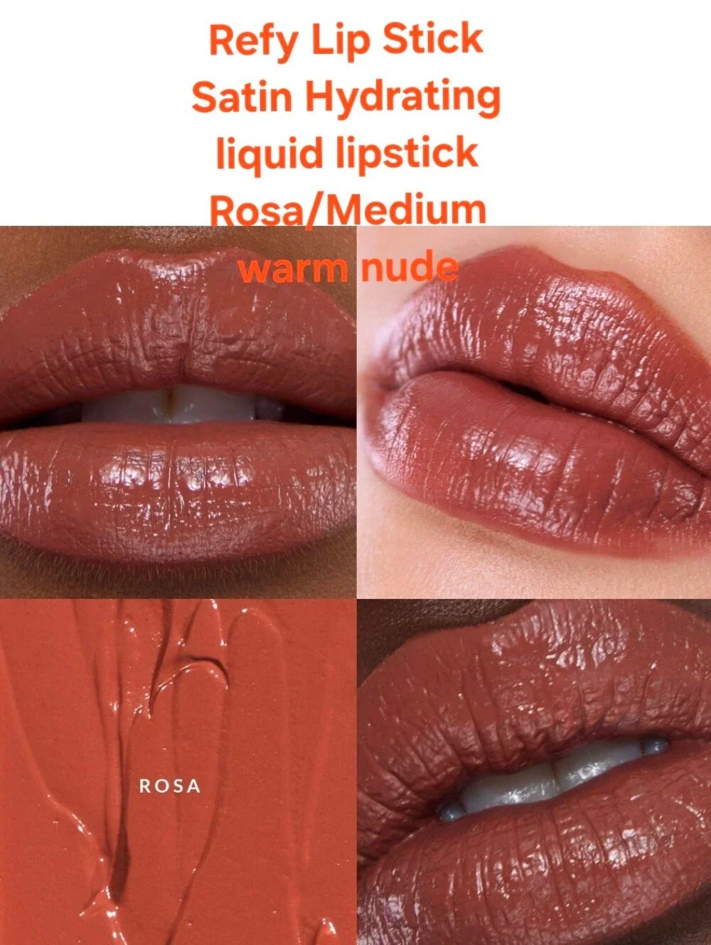 Refy Lip Stick Satin Hydrating liquid lipstick Rosa/Medium warm nude. BNIB